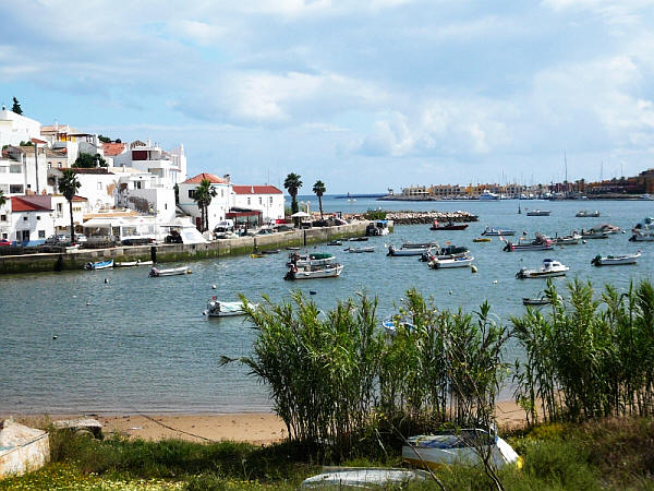 The small harbor from Ferragudo with  boats.